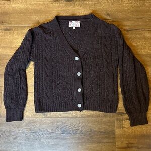 Pink Republic Dark Brown Cable Knit Cardigan